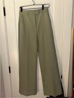 Abercrombie & Fitch Olive Green Wide-Leg Trousers LONG